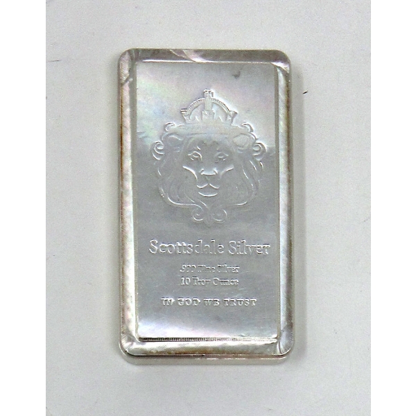 10 Oz .999 Silver Scottsdale Lion Bar 
