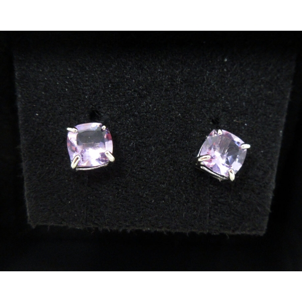 New Sterling Silver Amethyst Stud Earrings 