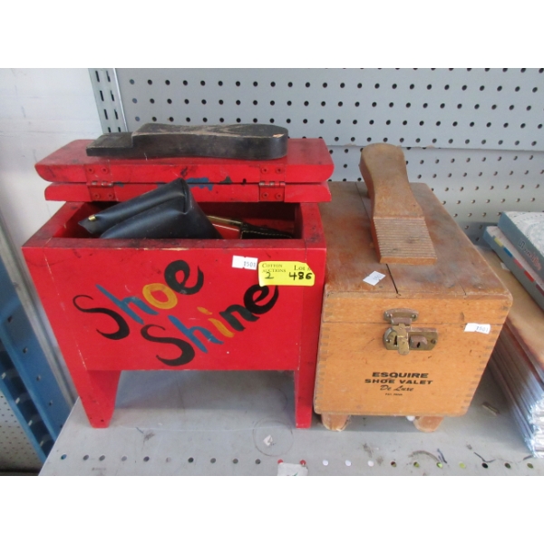 2 Vintage Shoe Shine Kits & Contents