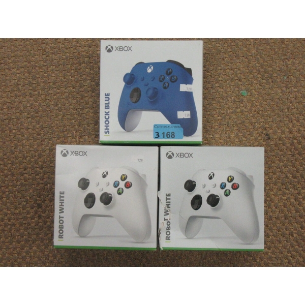 3 Xbox One Wireless Controllers - 2 White & 1 Blue