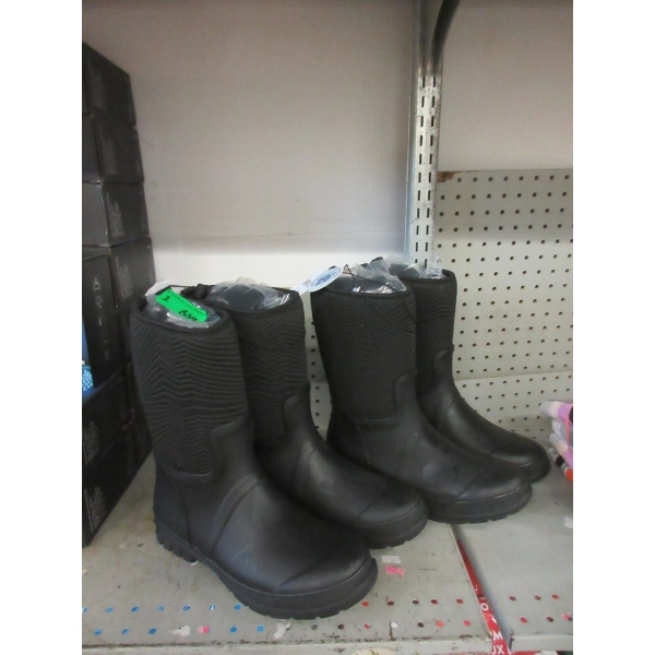 2 New Pairs of Women's Black Time & True Rain Boots - 9