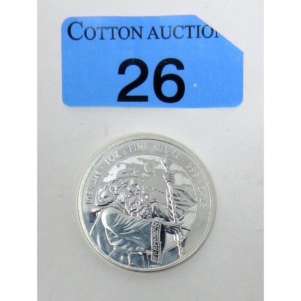 1 Oz .999 Silver 2023 Merlin Coin 