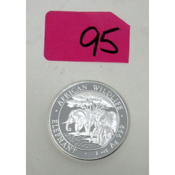 1 Oz .999 Silver 2013 African Wildlife Elephant Coin 