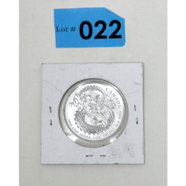1 Oz .9999 Silver 2018 Dragon Coin 