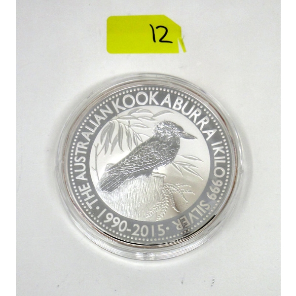 1 Kilo .999 Silver 2015 Australian Kookaburra Coin 
