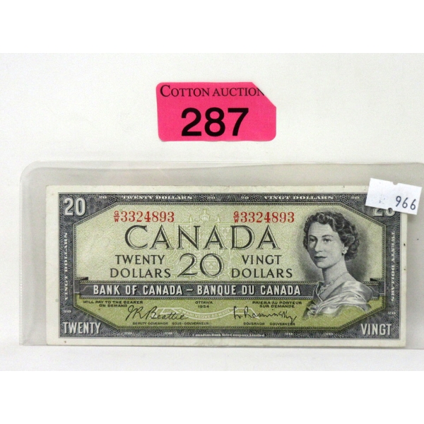 1954 Canadian 20 Banknote - Circulated