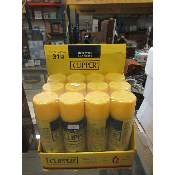 Case of 12 Clipper 250 ml Butane Gas Canisters 