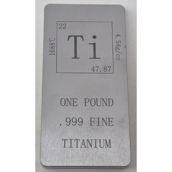 1 Pound .999 Fine Titanium Bar