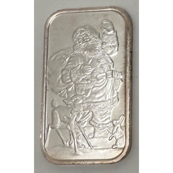 Vintage 1 Oz .999 Silver 1999 Christmas Bar 
