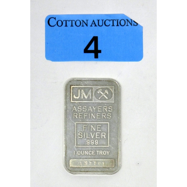 1 Oz .999 Silver Johnson Matthey Bar 