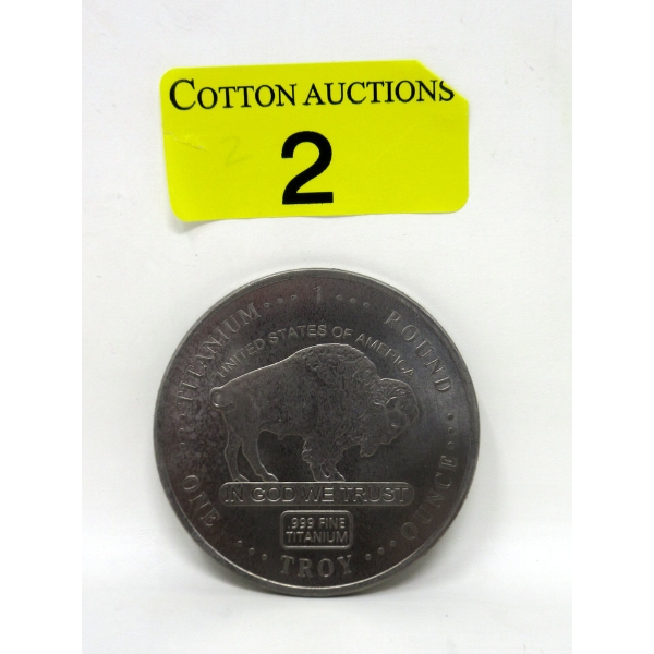 1 Oz .999 Fine Titanium USA Buffalo Round