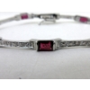 Image 2 : New Elegant 7.5" Red Garnet Bracelet with an Accent Diamond