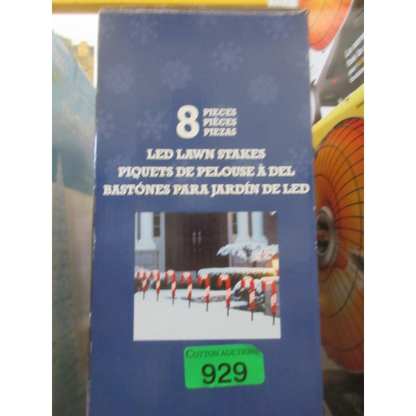 Set of 8 Candy Cane LED Lawn Stakes 