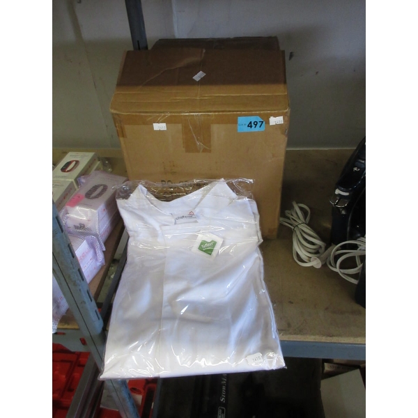 Case of 20 New White Teflon Coated Chefs Jackets