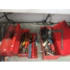 Image 1 : 3 Assorted Red Metal Tool Boxes and Contents