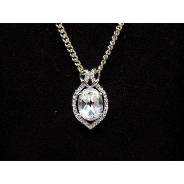 2.5 CT White Topaz & Diamond Pendant 