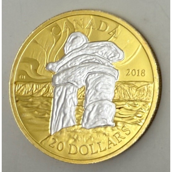 1 Oz .9999 Silver 2018 Iconic Canada: Inukshuk Coin 