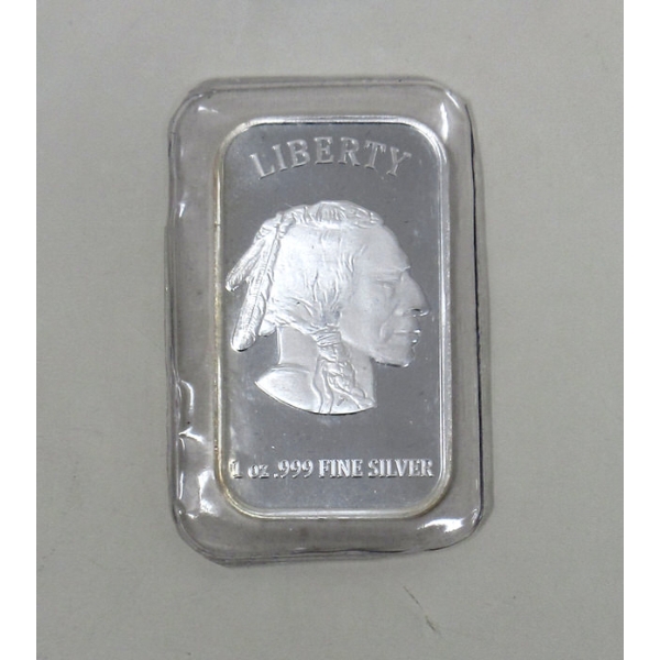 1 Oz .999 Silver Indigenous/Buffalo Bar 