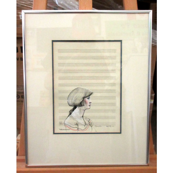 Signed Raymond Chow 1984 Sheet Music Drawing