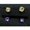 Image 1 : 1 Pair Amethyst & 1 Pair Citrine Sterling Silver Earrings
