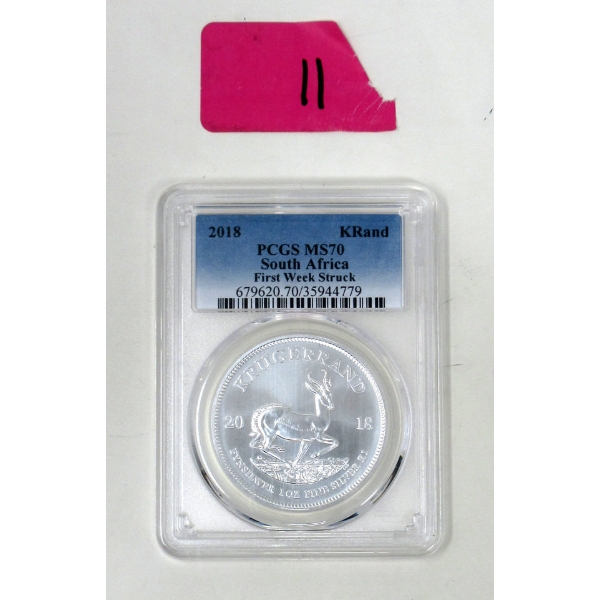 Certified 1 Oz .999 Silver 2018 First Week Struck Krugerrand Coin 