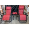 Image 1 : Set of 2 New Red  Patio Lounge Chairs w/ Side Table