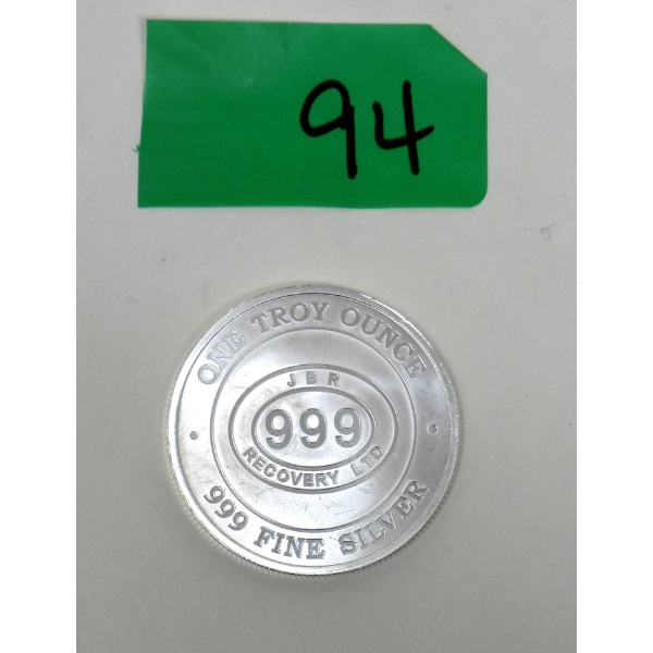 1 Oz .999 Silver JBR Ethically Sourced Silver Round 