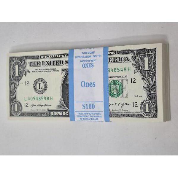 100 x $1 USD Uncirculated Federal Reserve Bundle 