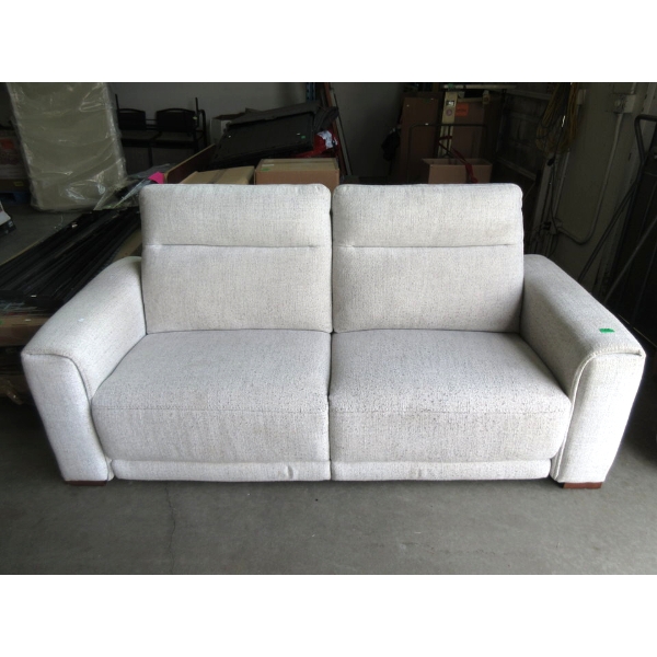 Beige Fabric Upholstered Power Reclining 83" Sofa