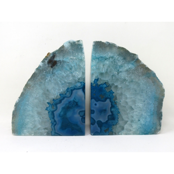 Blue Brazilian Crystal Agate Bookend Set