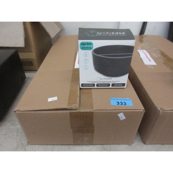 Case of 25 New Black Grabease Silicone Baby Bowls