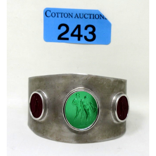 Tagliamonte .925 Silver & Glass Cameo Cuff Bracelet