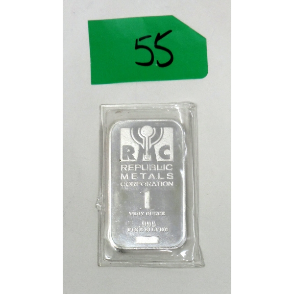 1 Oz .999 Silver RMC Republic Bar 