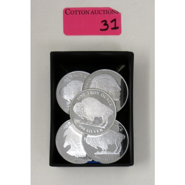 5 x 1 Oz .999 Silver indigenous/Buffalo Round 