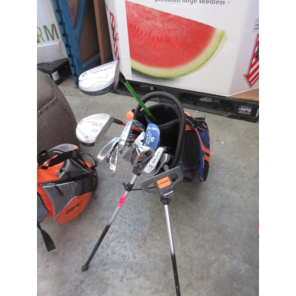 US Kid's Golf Stand Bag with 9 Assorted Clubs