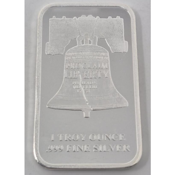 1 Oz .999 Silver Liberty Bell Bar 