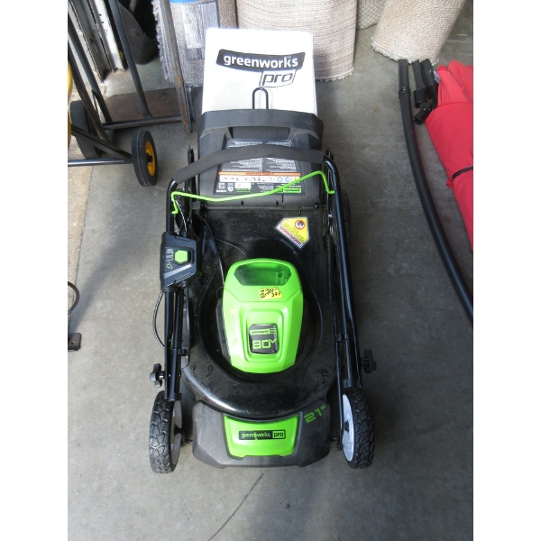 Greenworks Pro Lawn Mower with Grass Bag