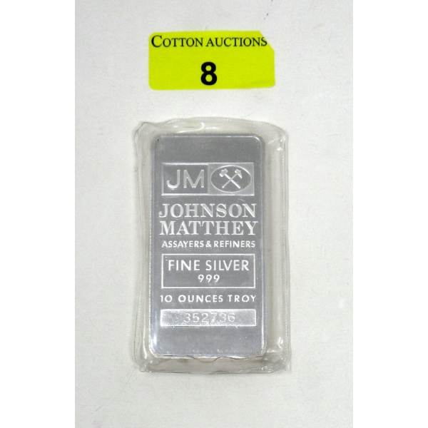 10 Oz .999 Silver Johnson Matthey Bar 