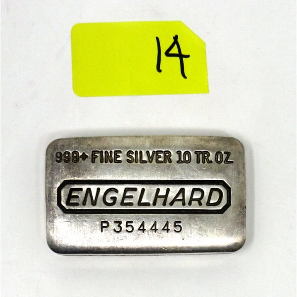 10 Oz .999+ Silver Engelhard Serial Numbered Bar