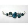 Image 1 :  Wide 925 Silver Agate and Pearl Toggle Bracelet 