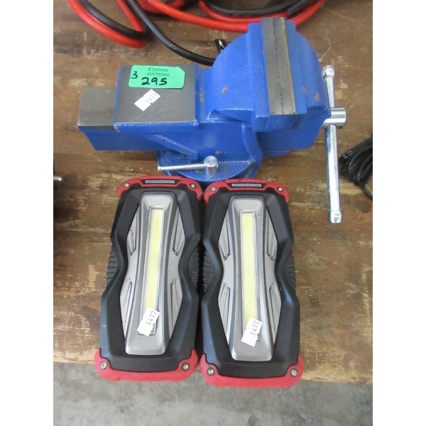 Bench Vise & 2 Motomaster LED Lights