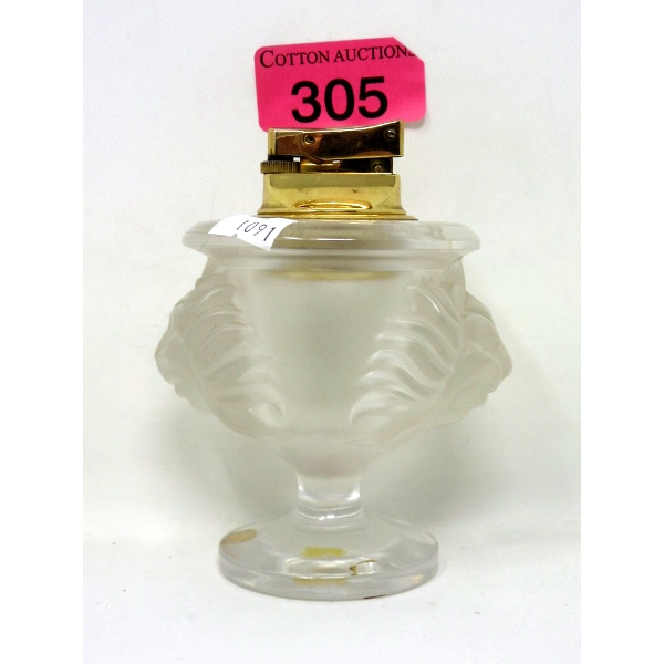 Vintage Signed Lalique France Lion Table Lighter
