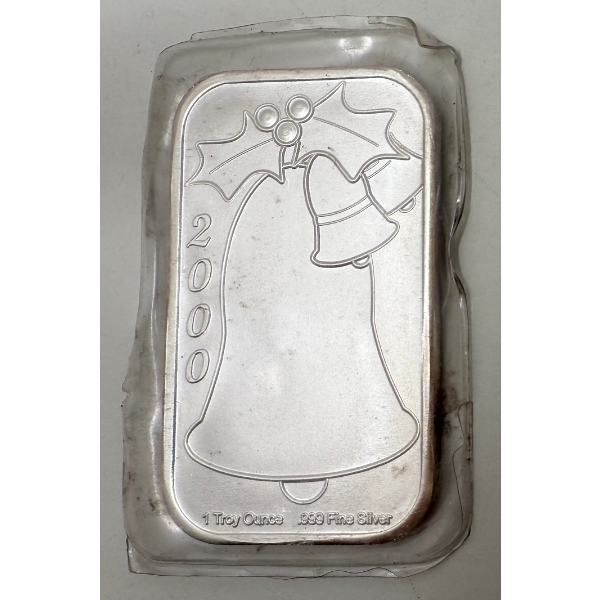 1 Oz .999 Silver 2000 Merry Christmas Bar 