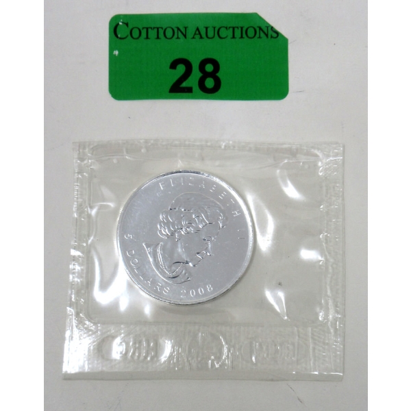 1 Oz .9999 Silver 2008 Maple Leaf Coin 