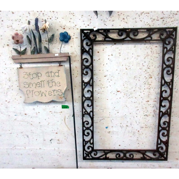 Large Cast Metal Frame & Metal Garden Sign