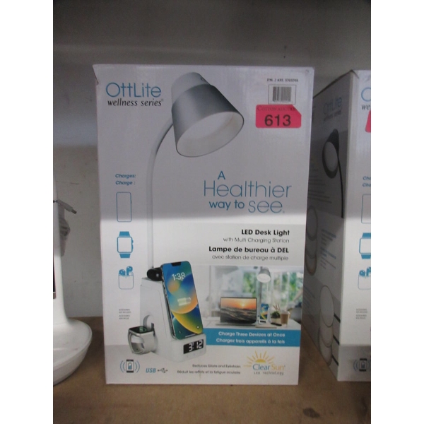 OttLite LED Desk Lamp with Multi-charging Station
