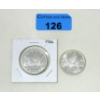 Image 1 : Two 1966 Canadian 80% Silver Dollar Coins