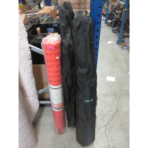 Roll of Snow Fence, Pop-Up Shelter & Pop-Up Umbrella 