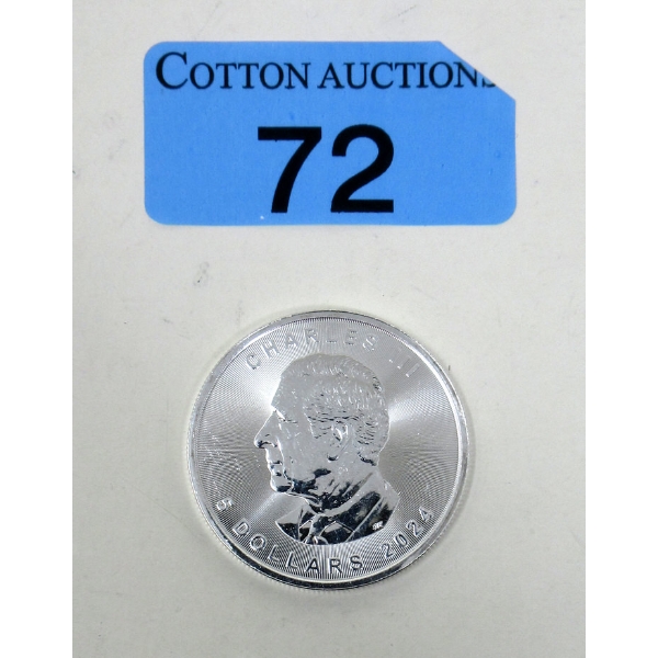 1 Oz .9999 Silver 2024 Maple Leaf Coin 
