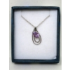 Image 2 : New Sterling Silver Amethyst Pendant w/ 2 Diamonds